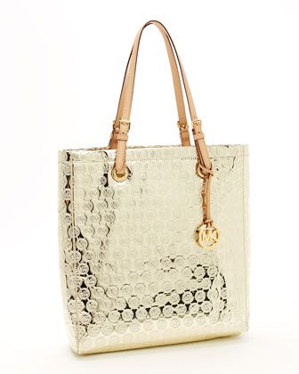 MK Monogram Mirror Metallic North South Tote, Gold cod.113